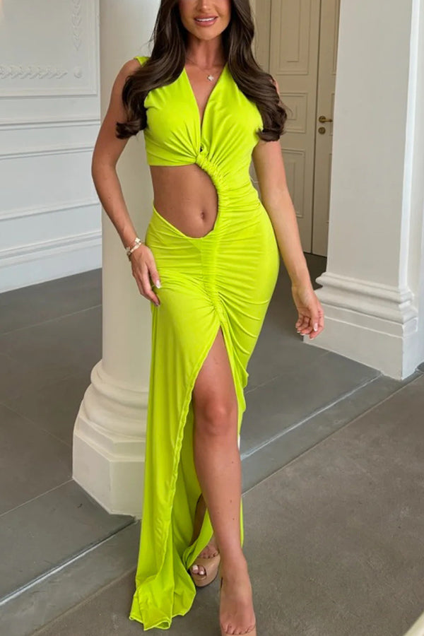 She??£¤s A Winner Jersey Triple Loop Cutout Stretch Maxi Dress
