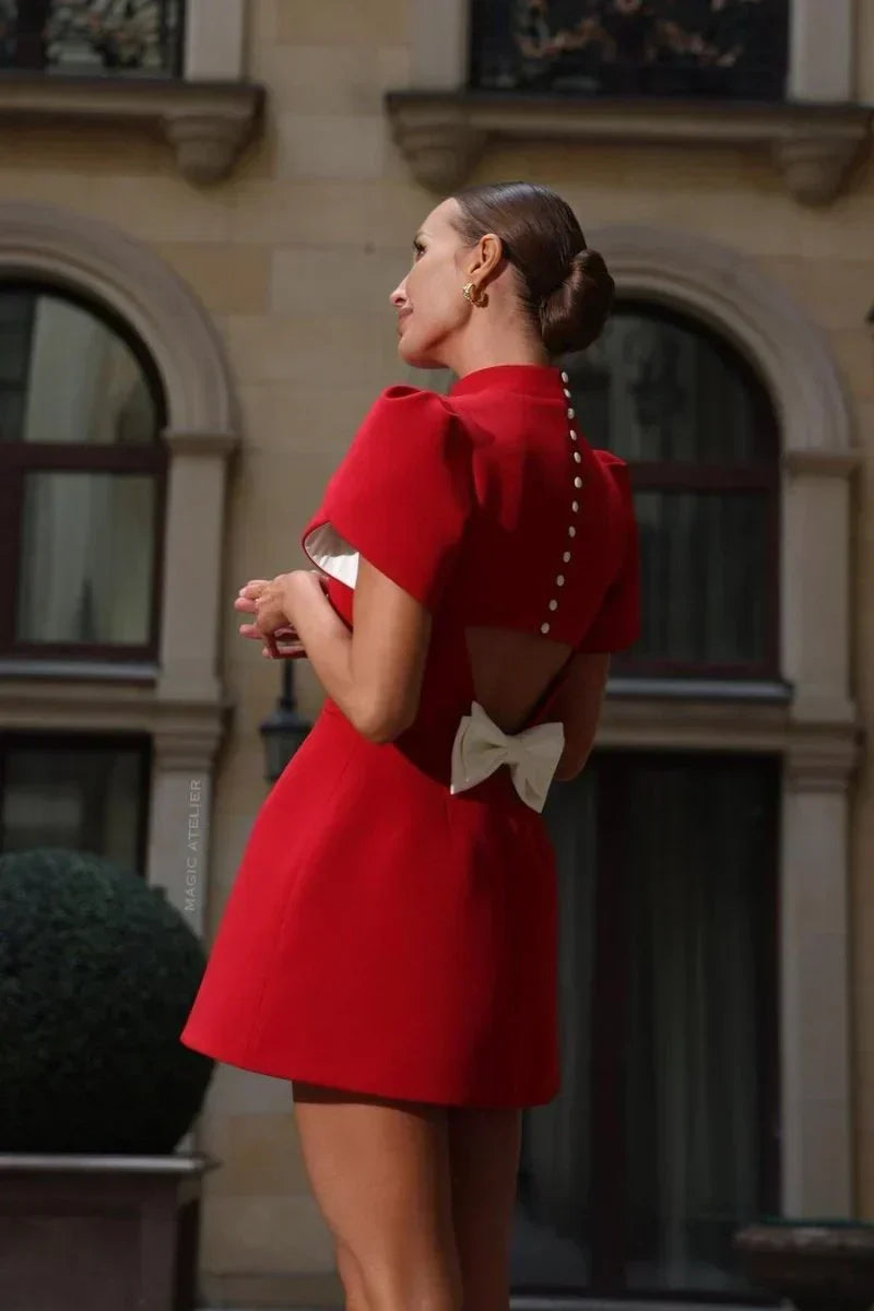 Adelaide Scarlet Bowknot Cut Out Mini Dress