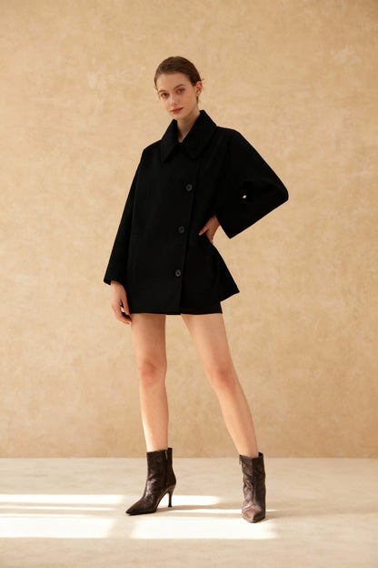 Solid Oversized Pocket Button Coat
