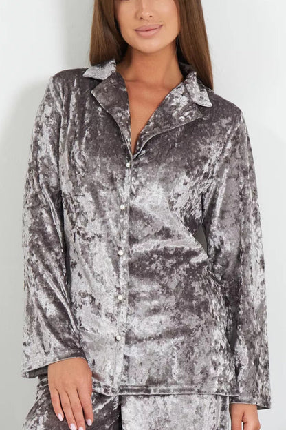 Velvet Home Service Long -sleeved Trousers Two -piece Suit