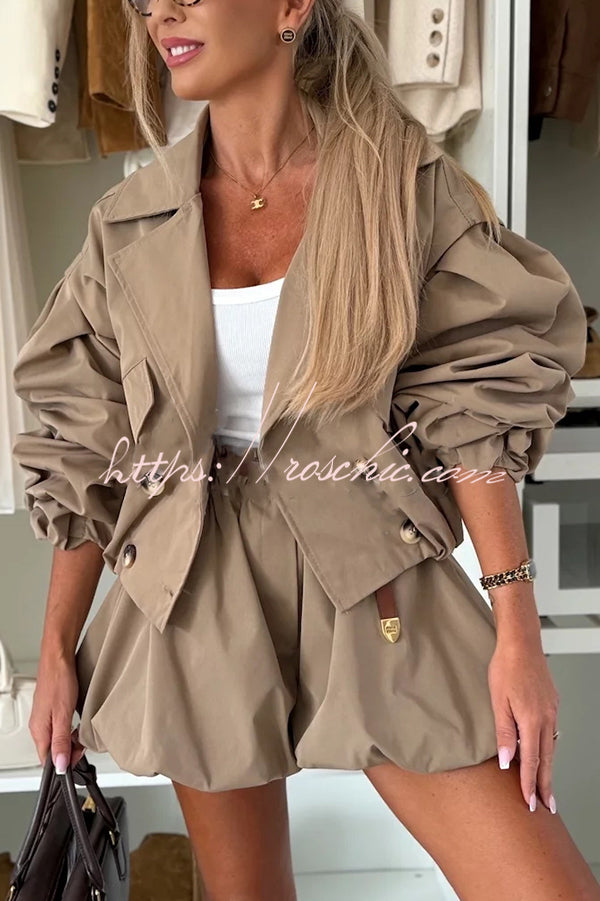 Fashion Style High Rise Elastic Waist Pocketed  Bloomer Shorts (Shipped Within 24 Hours)