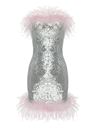 Alaina Feather Strapless Mini Dress