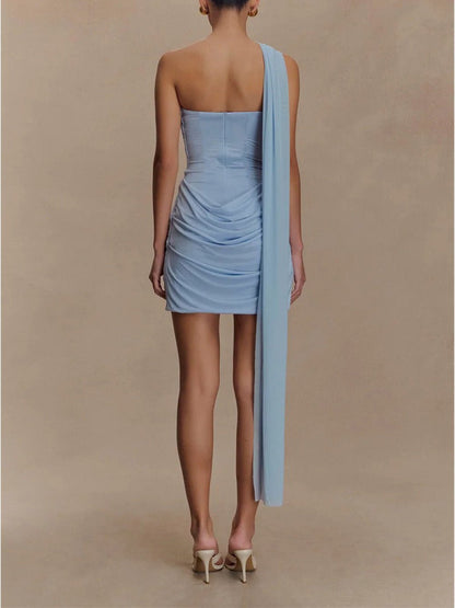 Alina Draped One-Shoulder Mini Dress