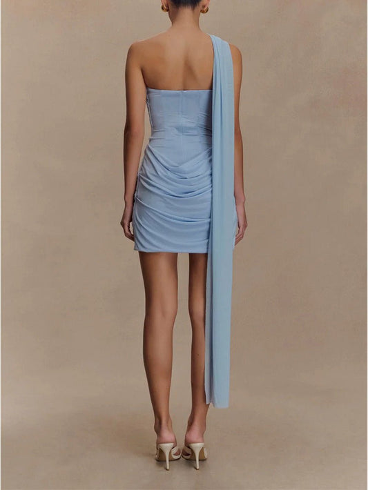 Alina Draped One-Shoulder Mini Dress