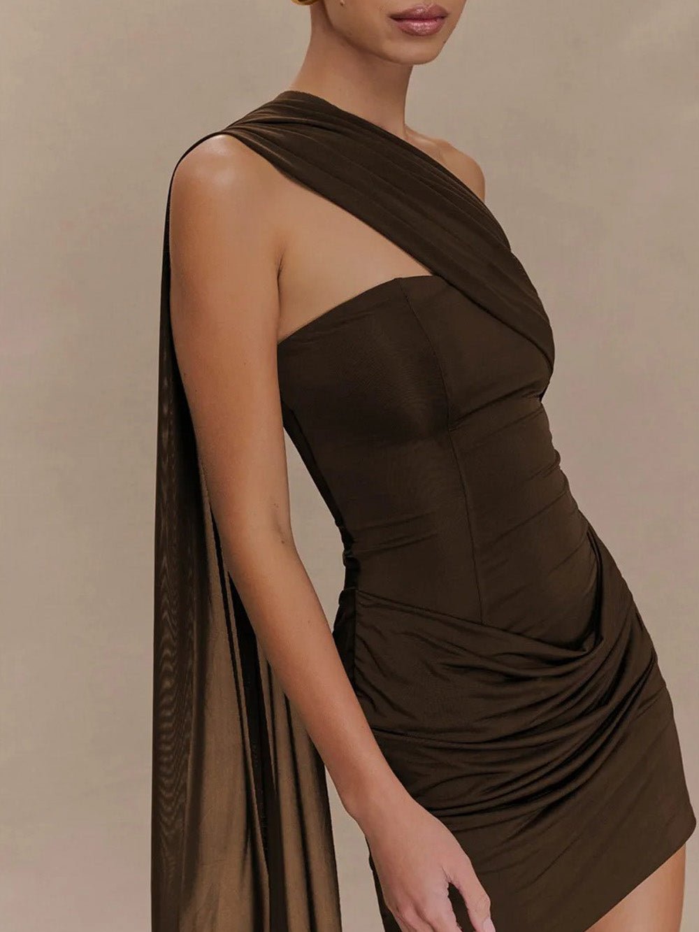 Alina Draped One-Shoulder Mini Dress