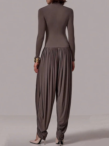 Alina Draped Turtleneck Jumpsuit