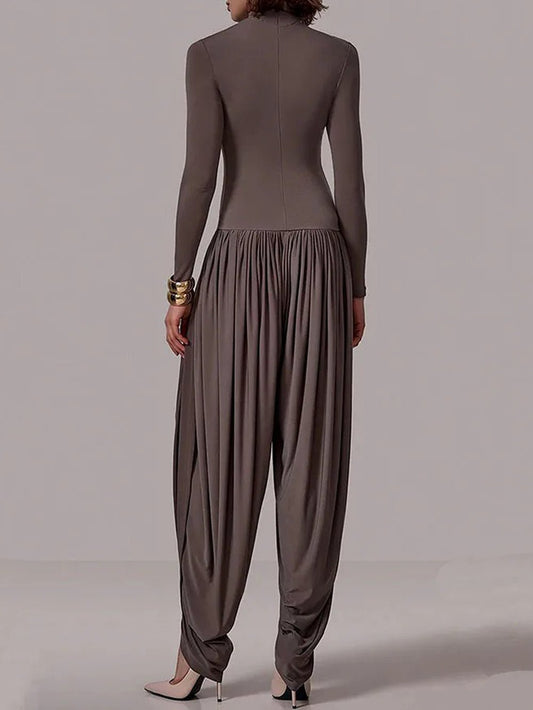 Alina Draped Turtleneck Jumpsuit