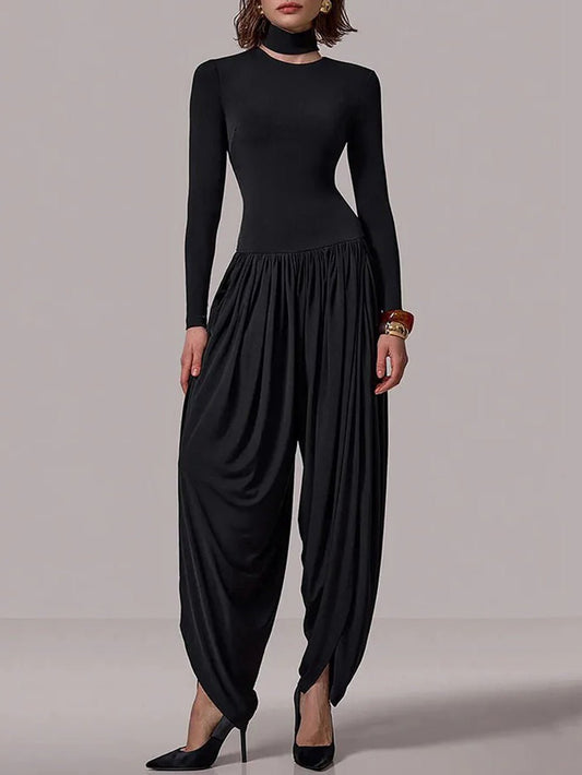 Alina Draped Turtleneck Jumpsuit