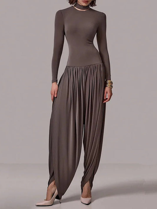 Alina Draped Turtleneck Jumpsuit