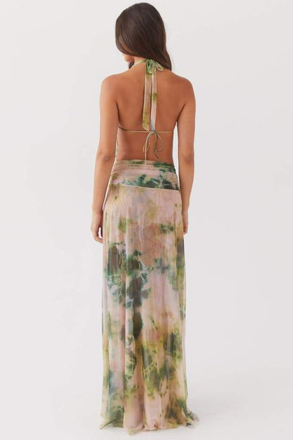 Aída Timeless Printed Halterneck Maxi Dress Boutique Collection