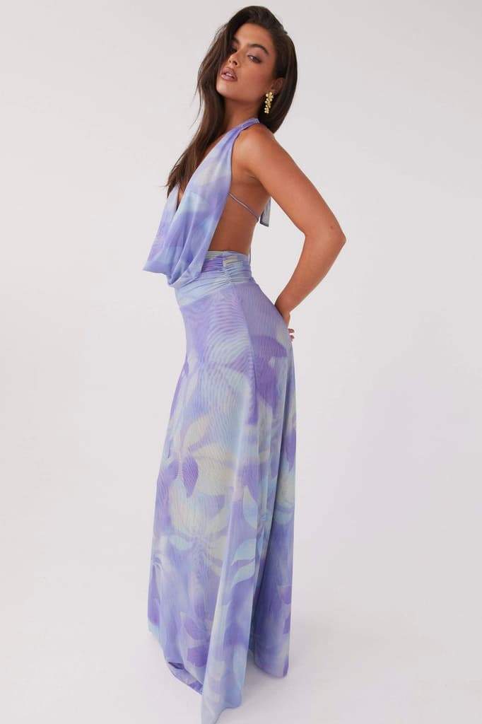 Aída Timeless Printed Halterneck Maxi Dress Boutique Collection