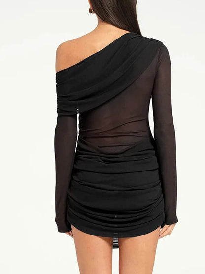 Ariana One Shoulder Mesh Mini Dress