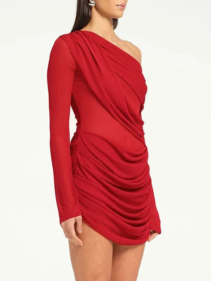 Ariana One Shoulder Mesh Mini Dress