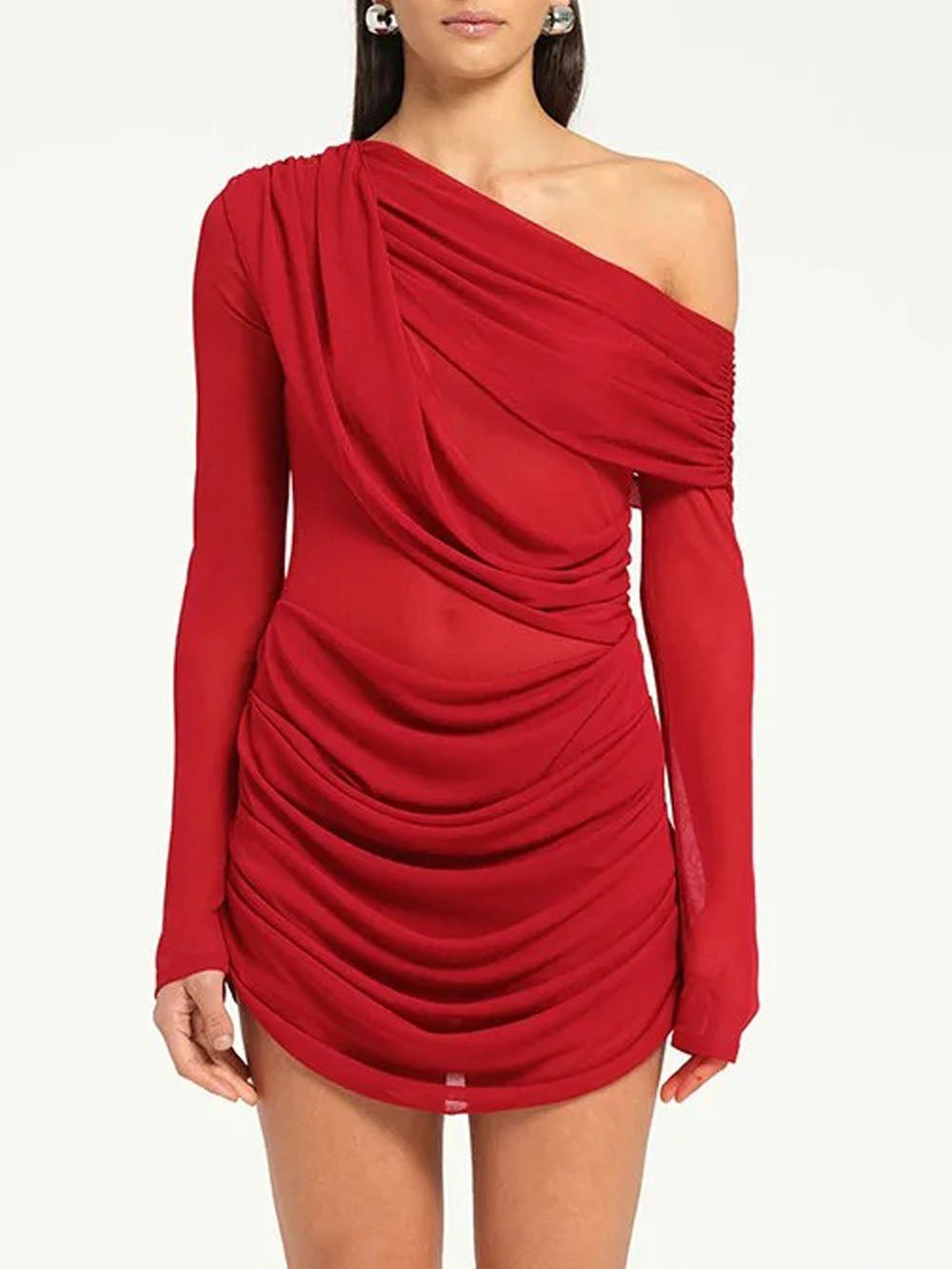 Ariana One Shoulder Mesh Mini Dress