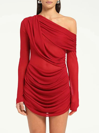 Ariana One Shoulder Mesh Mini Dress