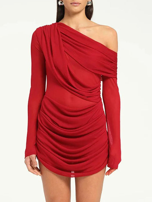 Ariana One Shoulder Mesh Mini Dress