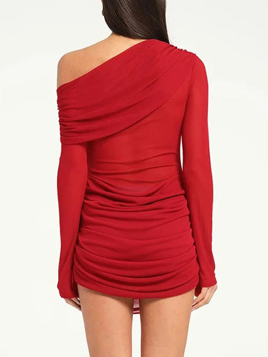 Ariana One Shoulder Mesh Mini Dress