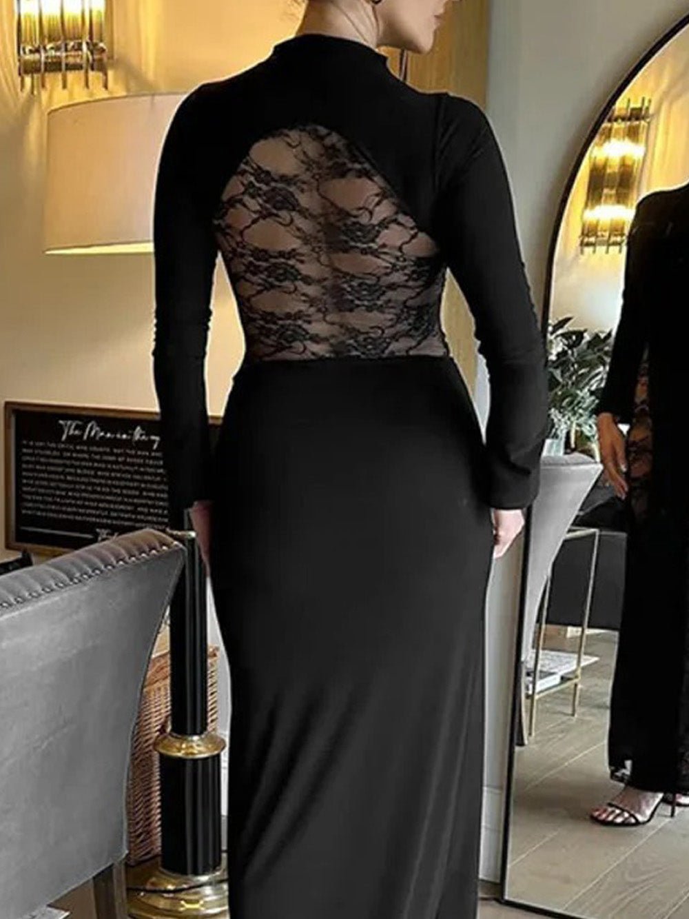 Ariana Sheer Lace Maxi Dress