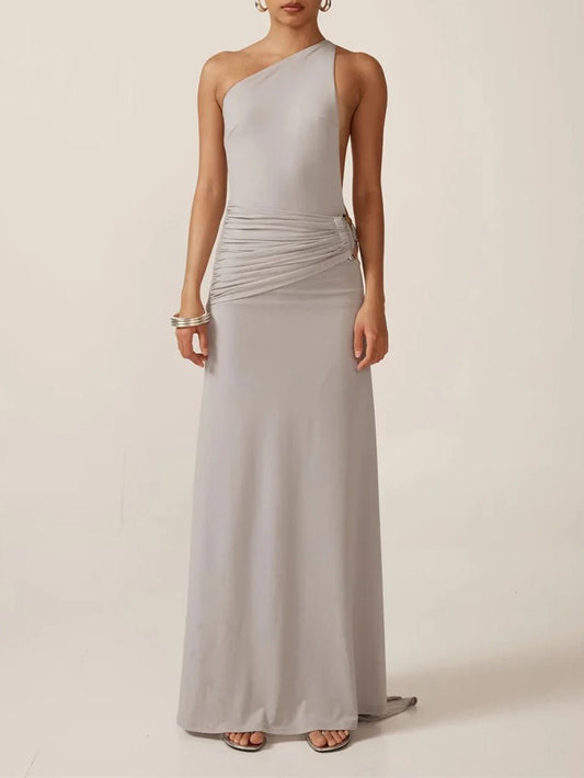 Athena One Shoulder Backless Maxi Dress