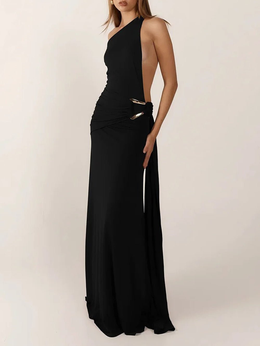 Athena One Shoulder Backless Maxi Dress