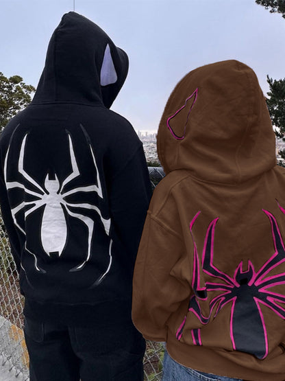 Punk Spider Print Oversized Hoodie