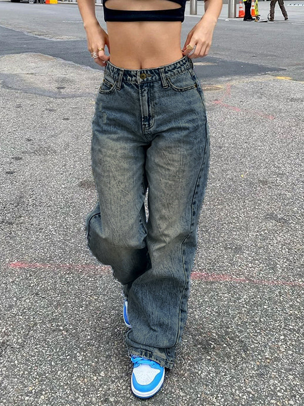 Basic Wash Straight Leg Boyfriend Jeans