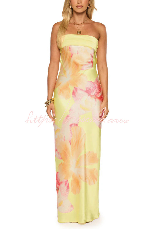 Floral Print Sleeveless Off-Shoulder Elegant Vacation Maxi Dress