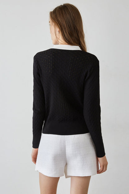 Ashtyn Black Contrast Cardigan