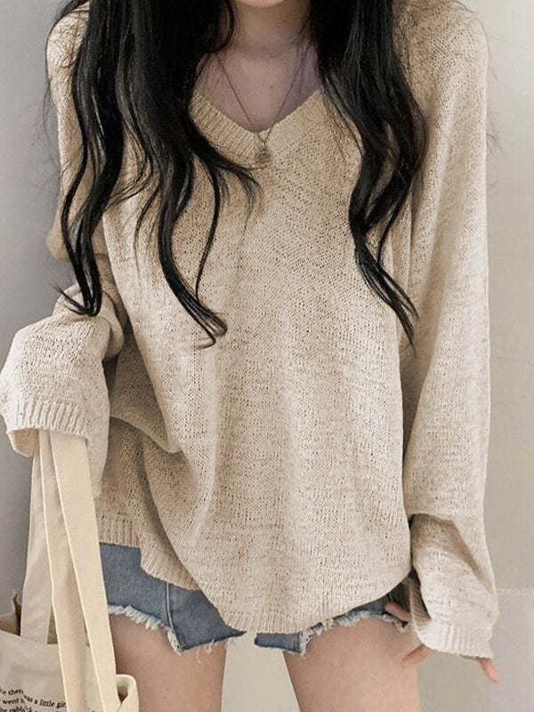 Cozy V Neck Baggy Thin Sweater