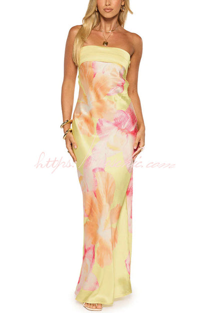 Floral Print Sleeveless Off-Shoulder Elegant Vacation Maxi Dress
