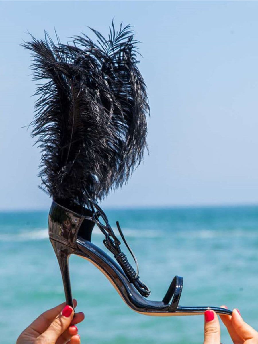 Bailey Feather Gladiator Thin Heel