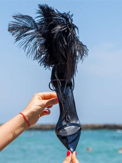Bailey Feather Gladiator Thin Heel