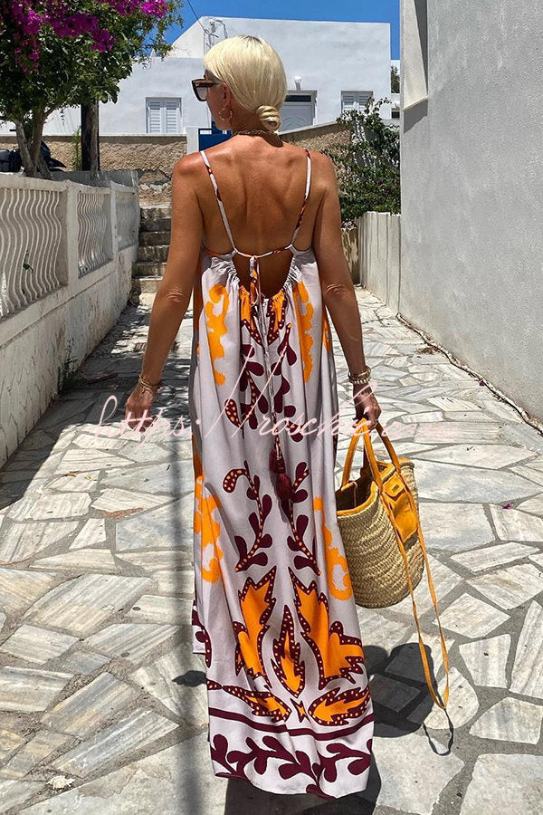 Sunday??s Color Palette Ethnic Printed Loose Cami Maxi Dress