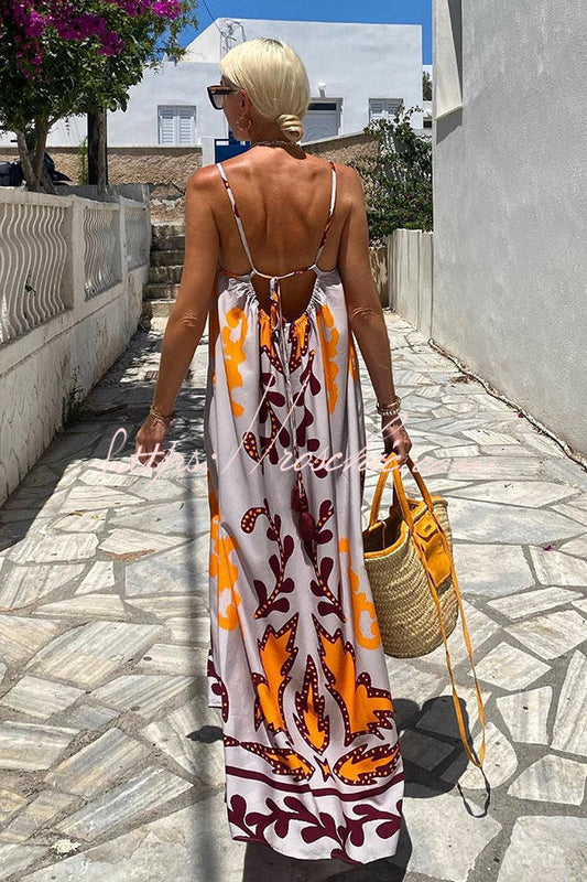 Sunday??s Color Palette Ethnic Printed Loose Cami Maxi Dress