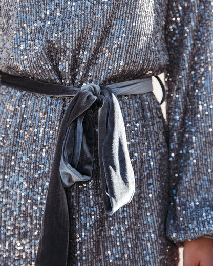 Better Than A Gift Sequin Tie Dress Metallic Silver FINAL