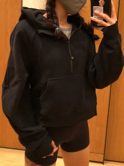 Solid Half Zip Oversized Hoodie