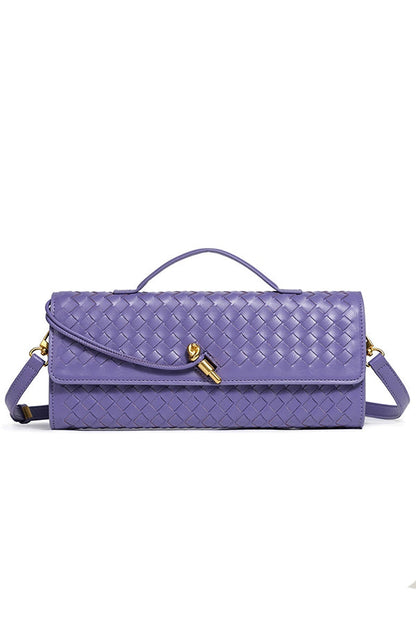 Woven Soft Leather Horizontal Square Accordion Bag