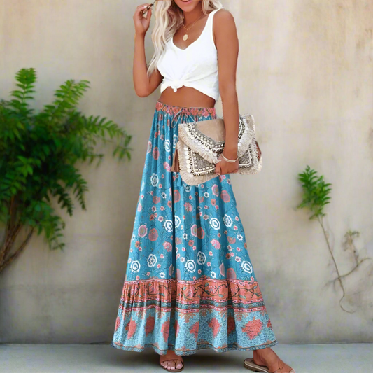Boho Chic Floral Maxi Skirt