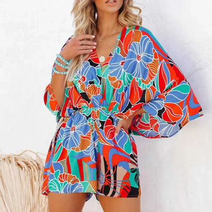 Boho Floral Print Romper