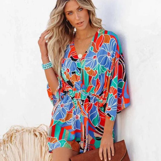 Boho Floral Print Romper