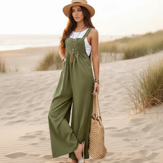 Boho Casual Flare Leg Jumpsuit Overalls