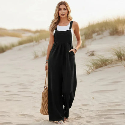 Boho Casual Flare Leg Jumpsuit Overalls