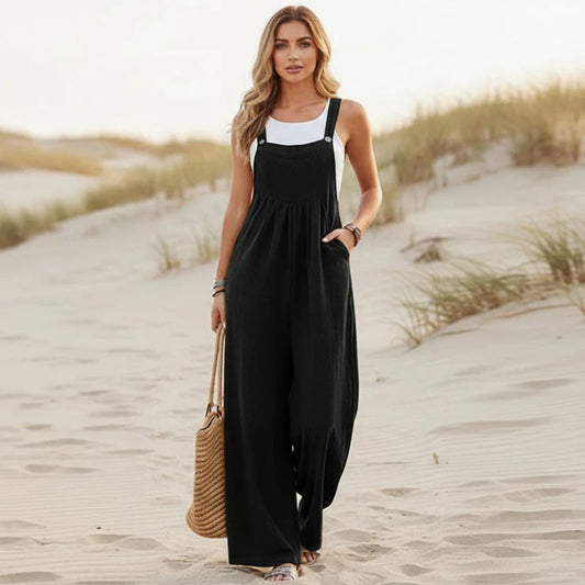 Boho Casual Flare Leg Jumpsuit Overalls