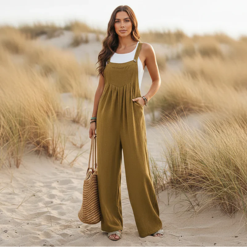Boho Casual Flare Leg Jumpsuit Overalls