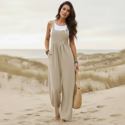 Boho Casual Flare Leg Jumpsuit Overalls