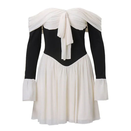 Mademoiselle Bow Off Shoulder Dress
