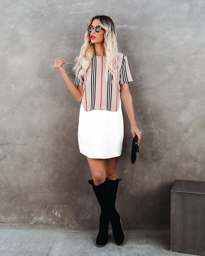 Britain Contrast Knit Poplin Dress FINAL