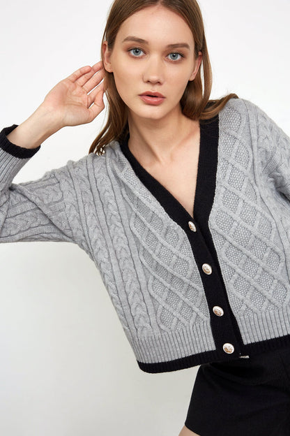Hildagarde Grey Button-Up Cardigan