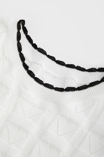 Cayden White Contrast Sweater