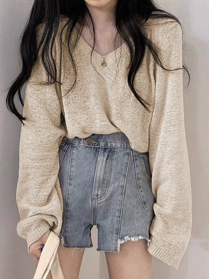 Cozy V Neck Baggy Thin Sweater